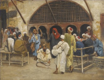 アラブ Painting - ザ・スネーク・チャーマーズ ルートヴィヒ・ドイチュ・オリエンタリズム・アラベール